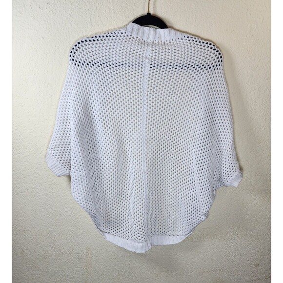 Forever 21 Women S White Open Knit 3/4 Sleeve Open Front Lightweight Cardigan - Picture 2 of 3